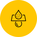 Icône filtre d'eau sur fond jaune